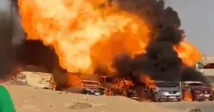 الحماية المدنية تسيطر على الحريق الهائل نتيجة كسر ماسورة غاز ب 6 أكتوبر 