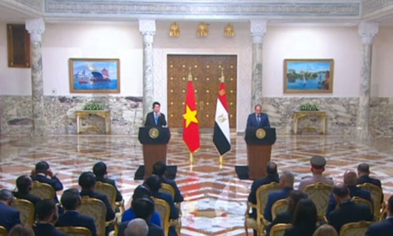 رئيس فيتنام: نستهدف حجم تبادل تجارى مع مصر بقيمة مليار دولار الفترة المقبلة 