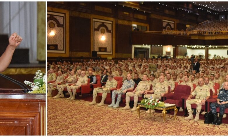 وزير الدفاع والإنتاج الحربى يلتقى عدداً من مقاتلى الجيش الثانى الميدانى وكلية الضباط الإحتياط ومعهد ضباط الصف المعلمين