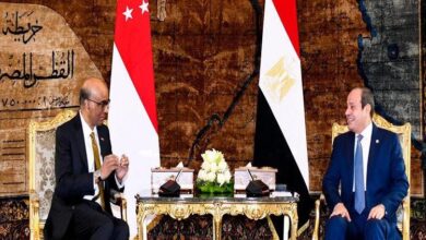 الرئيس السيسي يستعرض مع نظيره السنغافوري جهود مصر لوقف إطلاق النار في غزة 
