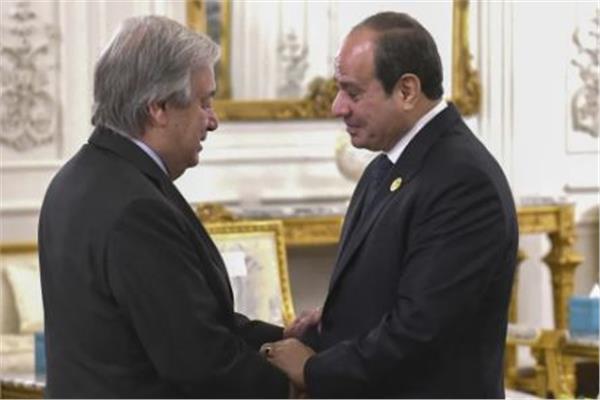 الرئيس السيسي لـ جوتيريش: ضرورة التوافق على كافة مراحل اتفاق غزة وتنفيذه بالكامل 