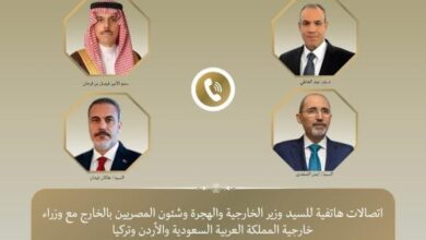 وزير الخارجية يبحث مع نظرائه السعودي والأردني والتركي أخر التطورات الإقليمية