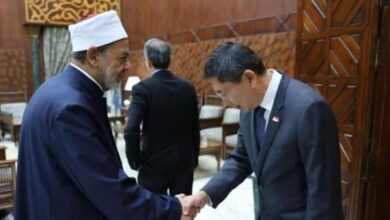 "الطيب" يناقش تعزيز العلاقات العلمية والدعوية مع وزير شؤون المسلمين بسنغافورة 