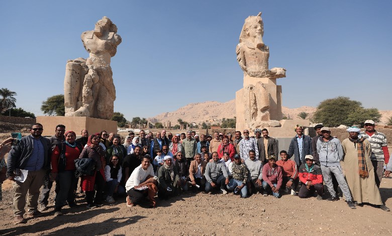 إزاحة الستار عن تمثالين ضخمين للملك «أمنحتب الثالث» بعد ترميمهما بمعبده الجنائزي بالأقصر