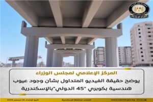 مجلس الوزراء يوضح حقيقة وجود عيوب هندسية بكوبري "45 الدولي" بالإسكندرية