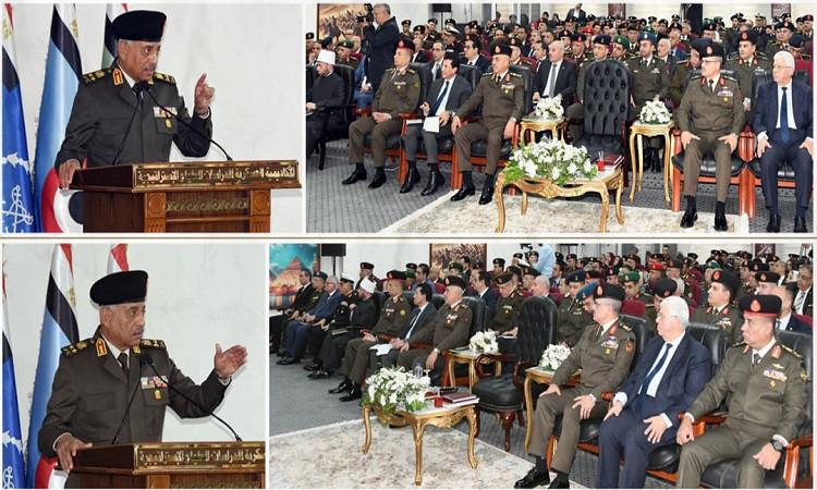 وزير الدفاع يشهد مناقشة البحث الرئيسى للأكاديمية العسكرية 