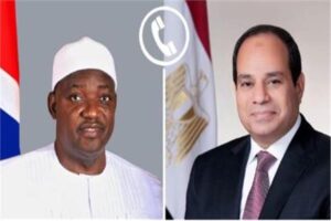 الرئيس السيسى يتلقى اتصالاً هاتفياً من نظيره بدولة جامبيا آداما بارو لمناقشة التطورات الإقليمية  