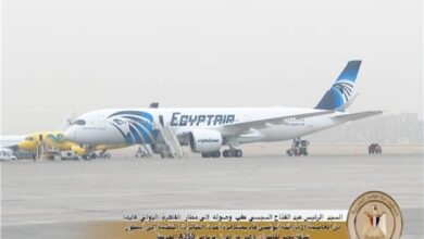 عقب عودته من الإمارات.. الرئيس السيسي يشاهد أحدث الطائرات بأسطول «مصر للطيران»