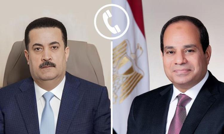 الرئيس السيسي يبحث هاتفيا مع رئيس وزراء العراق مستجدات الأوضاع الإقليمية