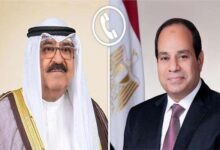 الرئيس السيسي يُجري اتصالاً هاتفياً بالشيخ مشعل الصباح أمير الكويت