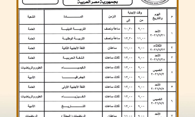 وزير التربية والتعليم يعتمد جدول امتحانات شهادة إتمام الثانوية العامة