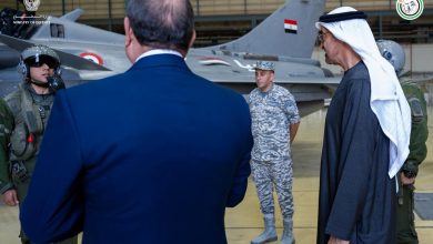 محمد بن زايد والسيسي يتفقدان "مفرزة مقاتلات مصرية" متمركزة في الإمارات 