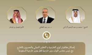 وزير الخارجية يبحث مع نظيريه السعودي والقطري التطورات الإقليمية 