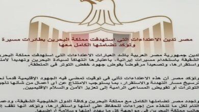 "مصر" تدين الاعتداءات التي استهدفت "البحرين" بطائرات مسيرة  