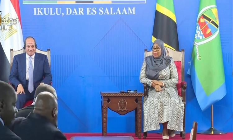 الرئيس السيسي ونظيرته التنزانية يشهدان توقيع مذكرتي تفاهم في الطاقة والنقل 