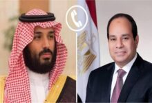 الرئيس السيسي يتلقى اتصالا هاتفيا من الأمير محمد بن سلمان لبحث العلاقات الثنائية 