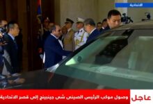 الرئيس السيسي يستقبل نظيره الصيني عقب وصول موكبه بقصر الاتحادية