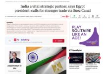 الرئيس السيسي في مقال لصحيفة The Economic Times: مصر شريك استراتيجي حيوي للهند 