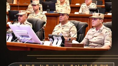 المتحدث العسكرى :وزير الدفاع يشهد تنفيذ المرحلة الرئيسية لمشروع مراكز القيادة الاستراتيجي التعبوي التخصصي لإدارة الحرب الكيميائية 
