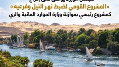 مجلس الوزراء يوافق على إدراج «مشروع ضبط نهر النيل» كمشروع رئيسي بوزارة الري